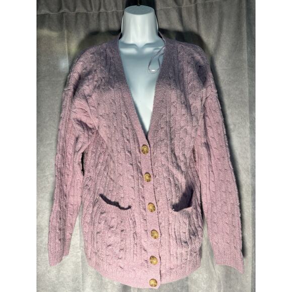 Hippie Rose Womens Baby Cable Knit Button Cardigan Sweater size S - Picture 2 of 4